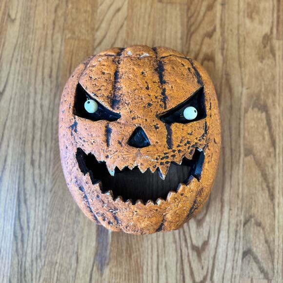 Halloween Mask Scary Pumpkin Orange Styrofoam Horror Spirit Costume Creepy - Picture 1 of 13